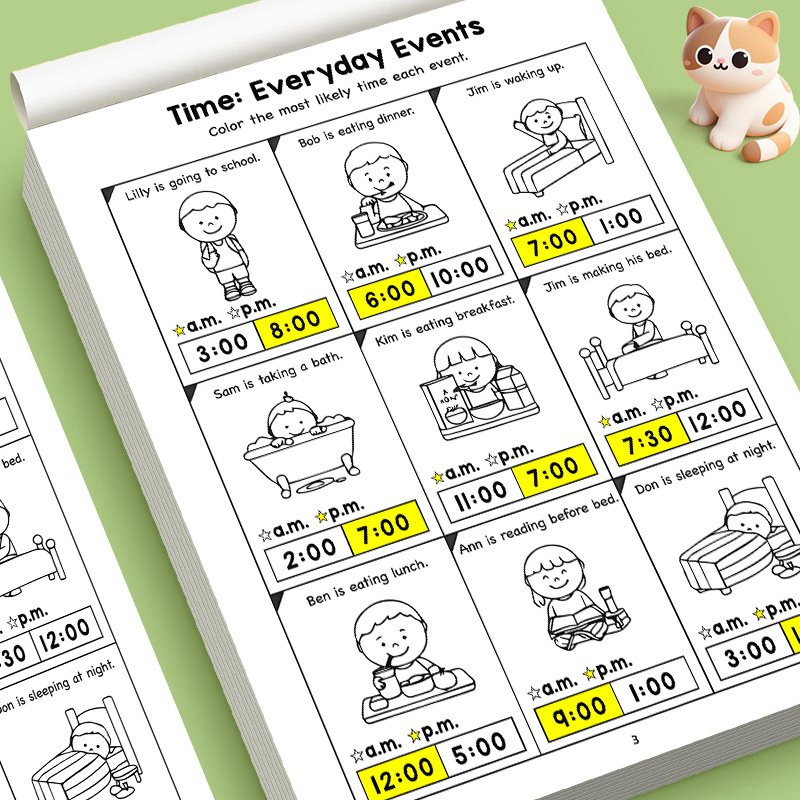 Kids Education Worksheet - 아이들을 위한 시간 측정 교육용 워크북,