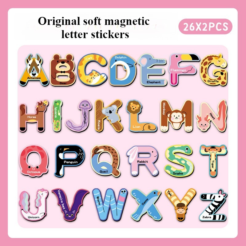 Abc Kids Early Education - 52Pcs 알파벳 자석 냉장고 스티커, 귀여운