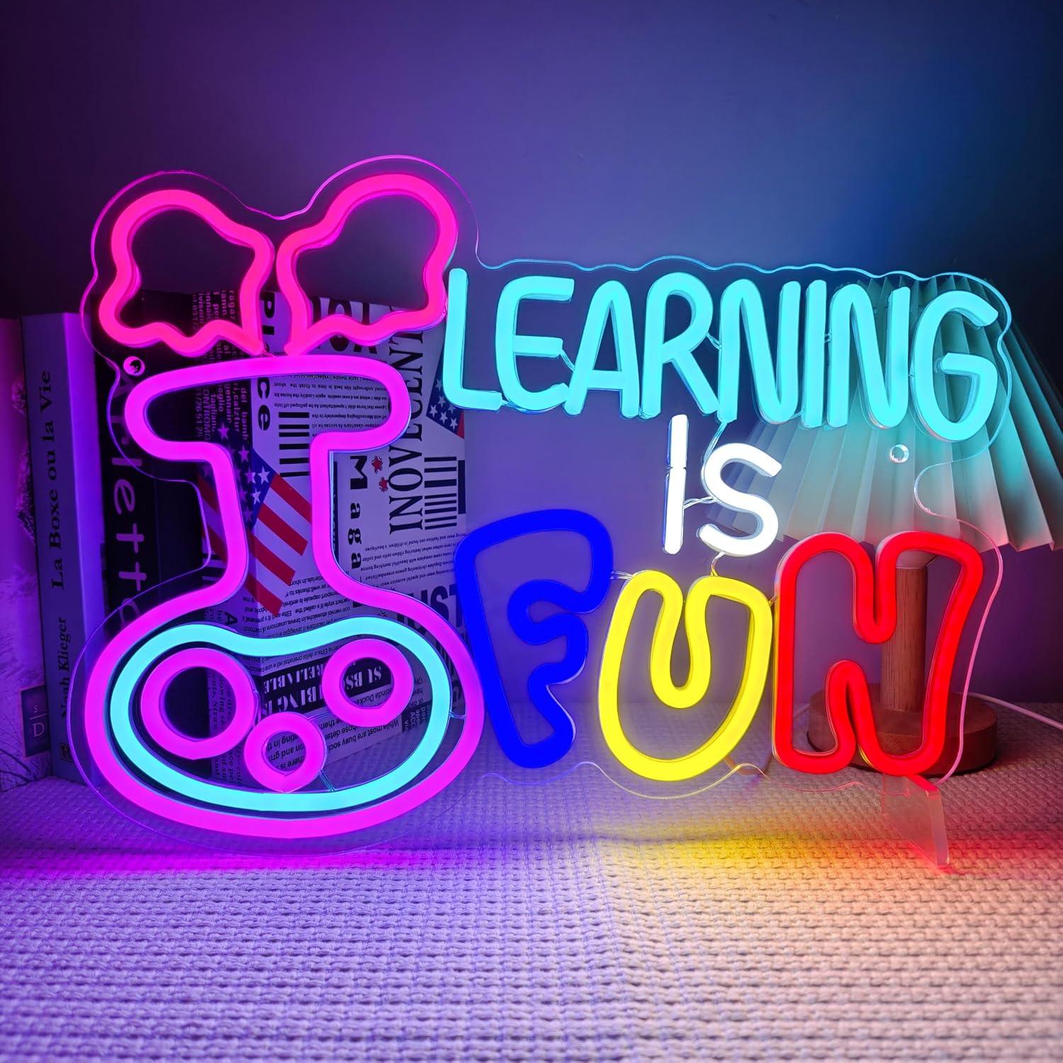 Kids Education Motivation - 학습은 재미있다 네온사인 USB 조광 LED