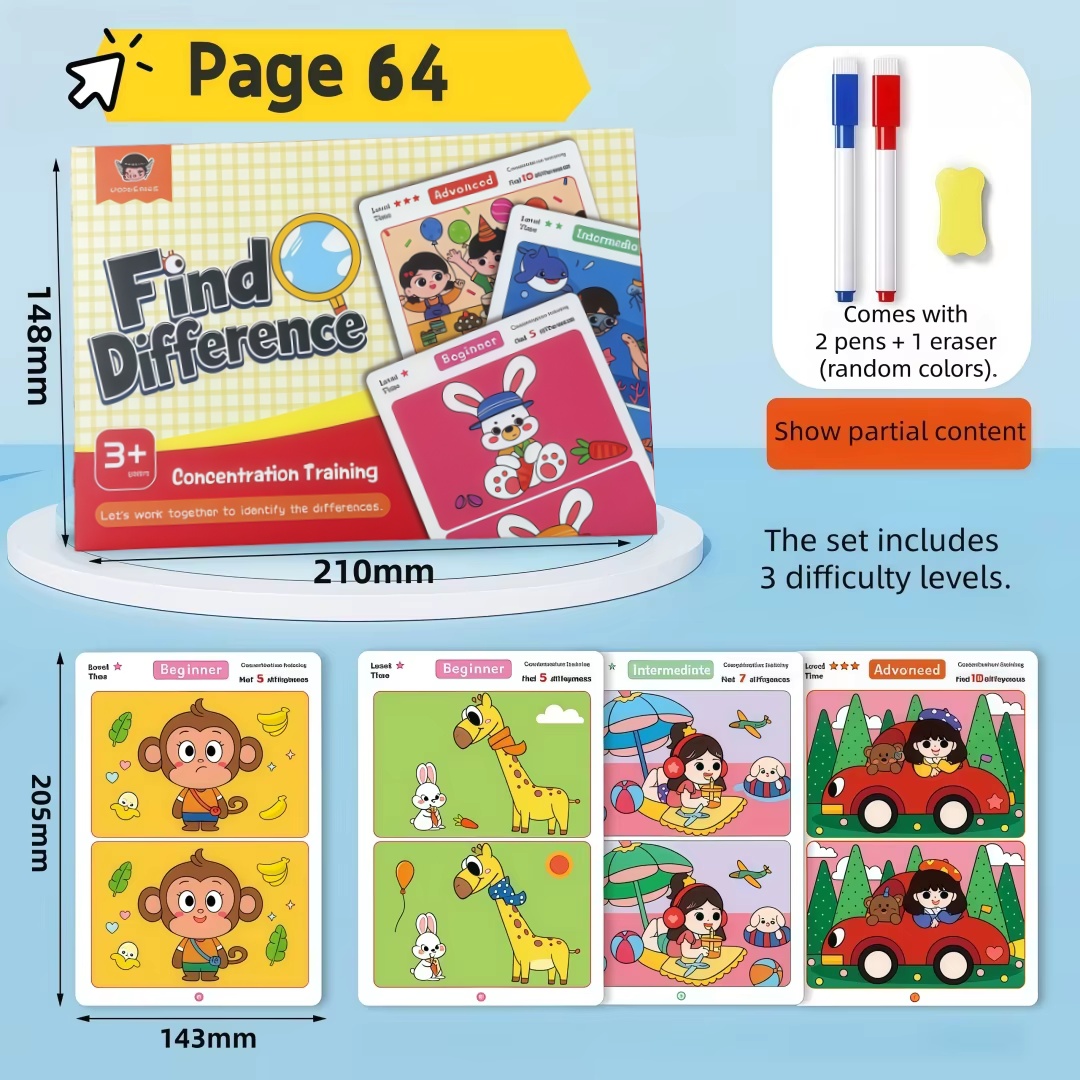 차이점 찾기 카드 게임 재사용 가능한 만화 교육 퍼즐  - Kids Education Level 리뷰 및 가격