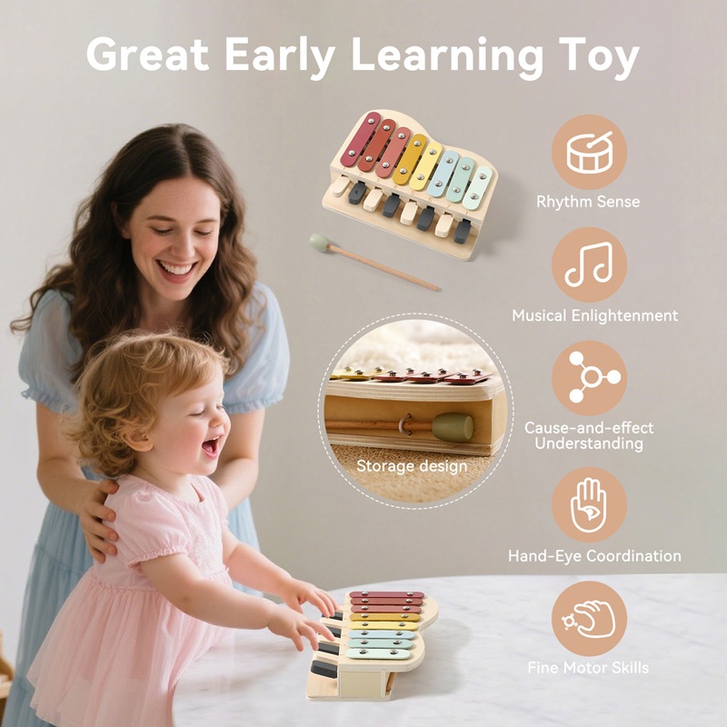 몬테소리 나무 피아노 장난감 컬러 키 유아를위한 조기  - Kids Education Learn Tv 리뷰 및 가격